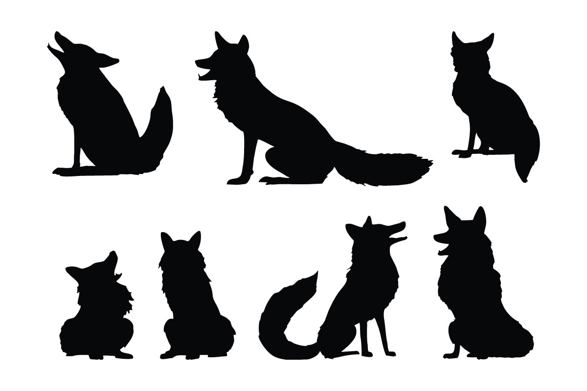 Wild jackal silhouette collection vector