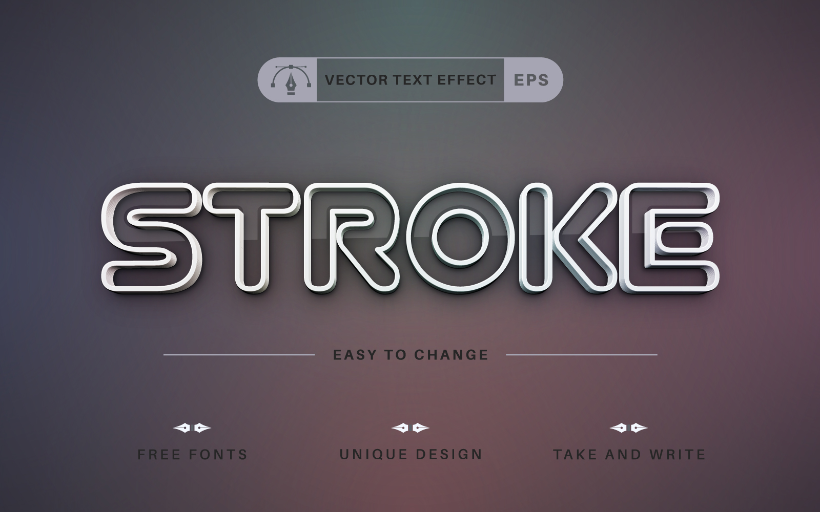 White Stroke - Editable Text Effect, Font Style