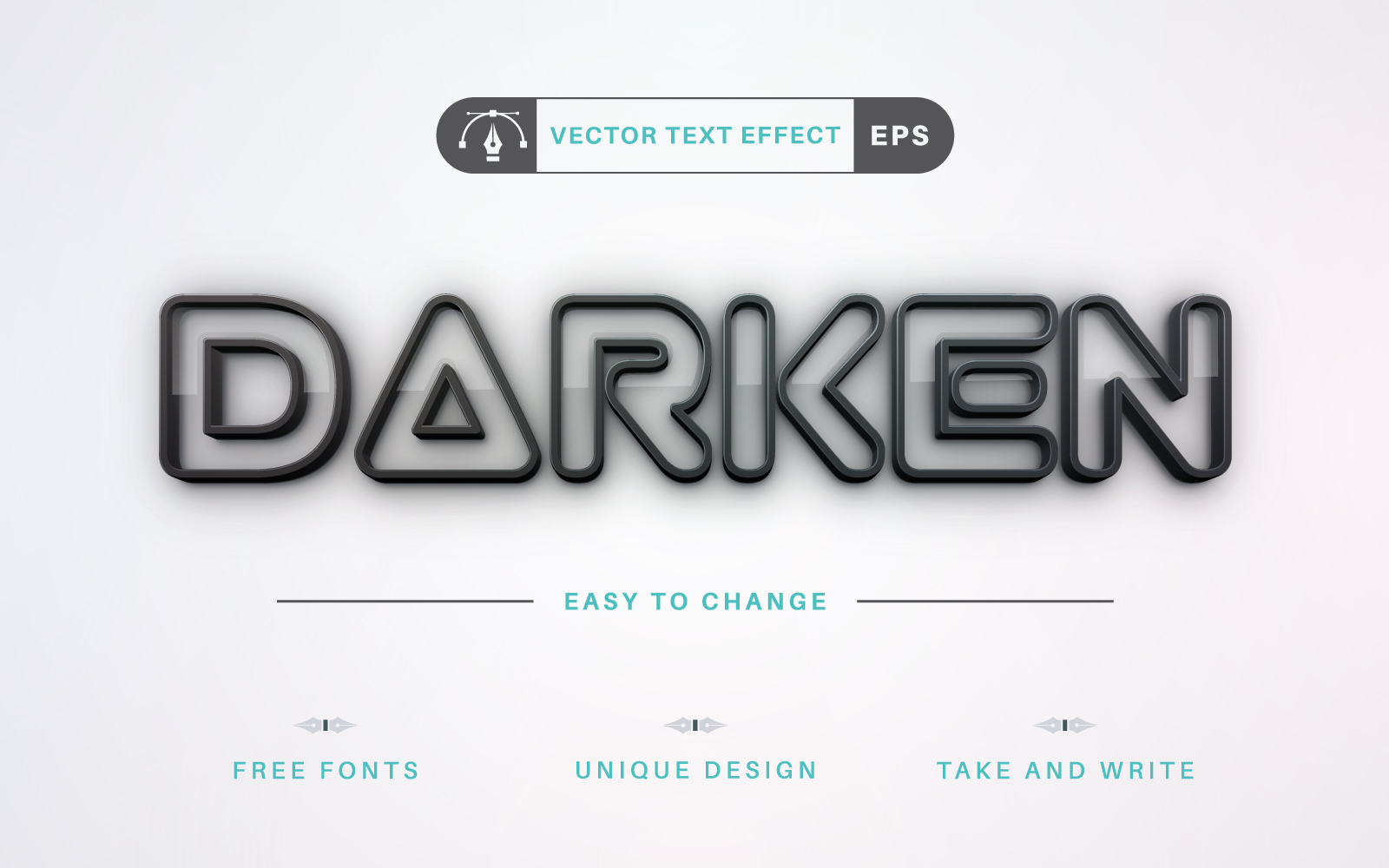 Dark Stroke - Editable Text Effect, Font Style