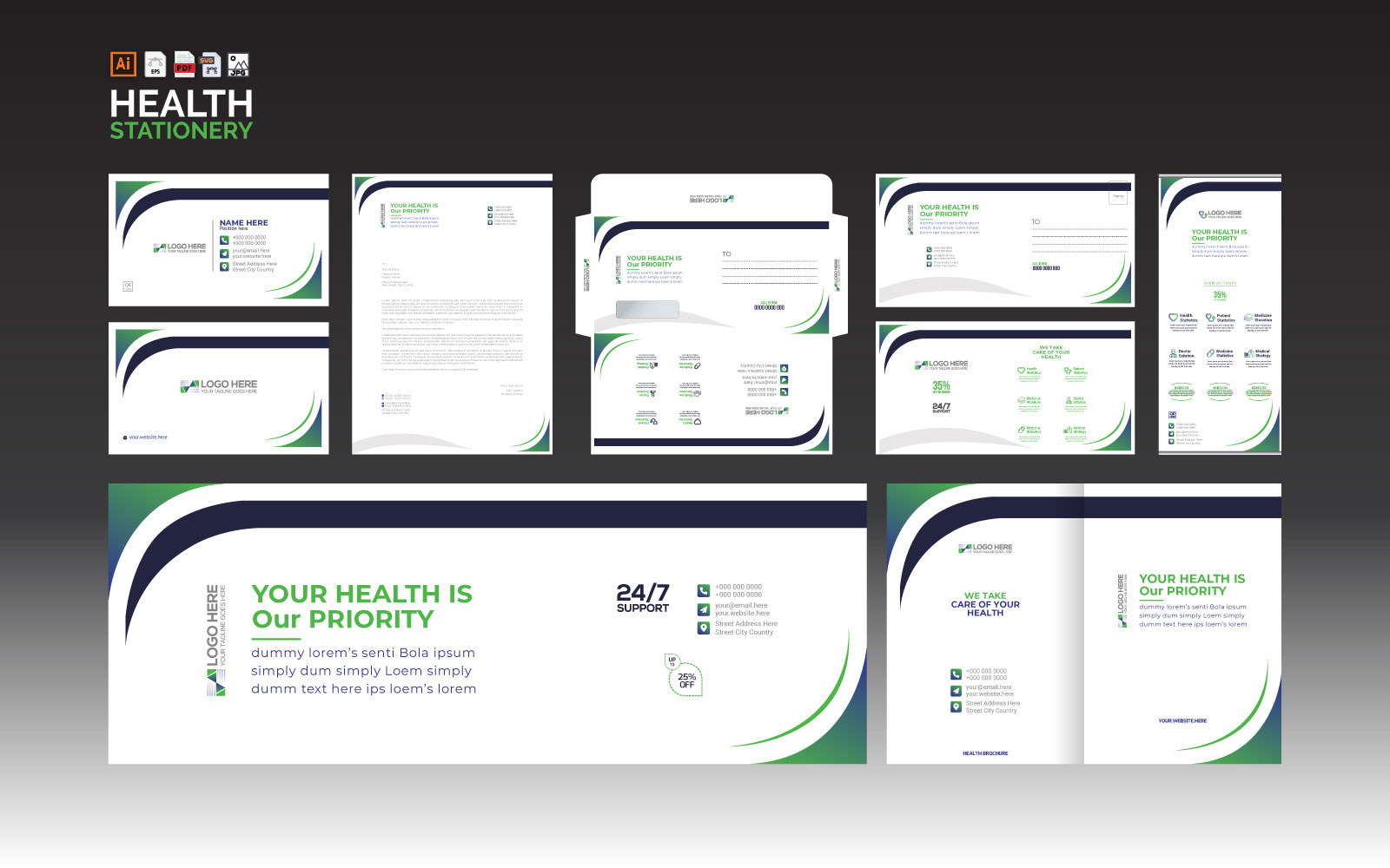 Medical print identity Stationery Design