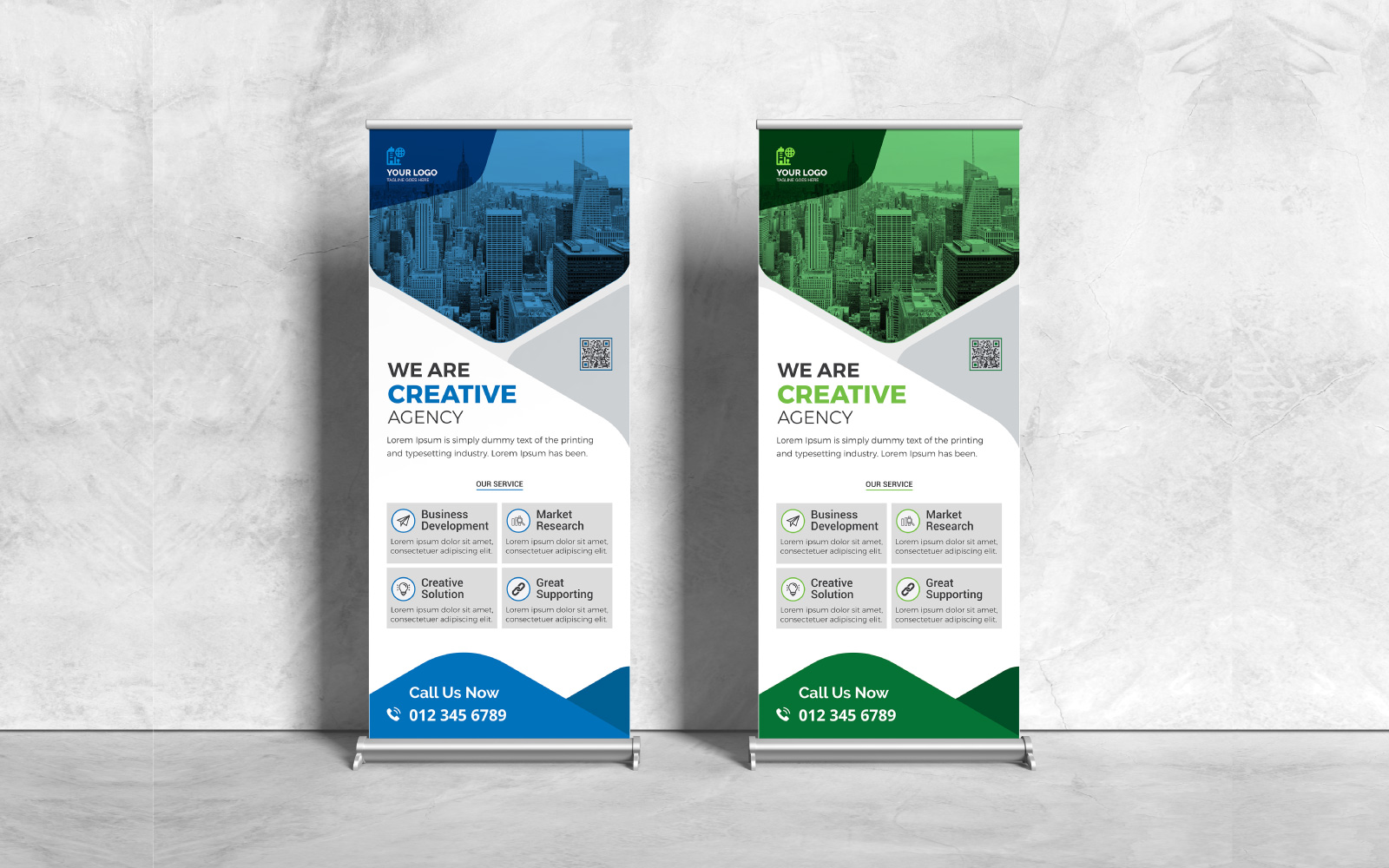 Creative & unique corporate rollup banner design template