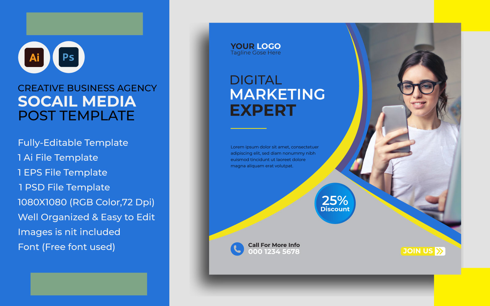 Digital business marketing social media post template Digital marketing banner design template