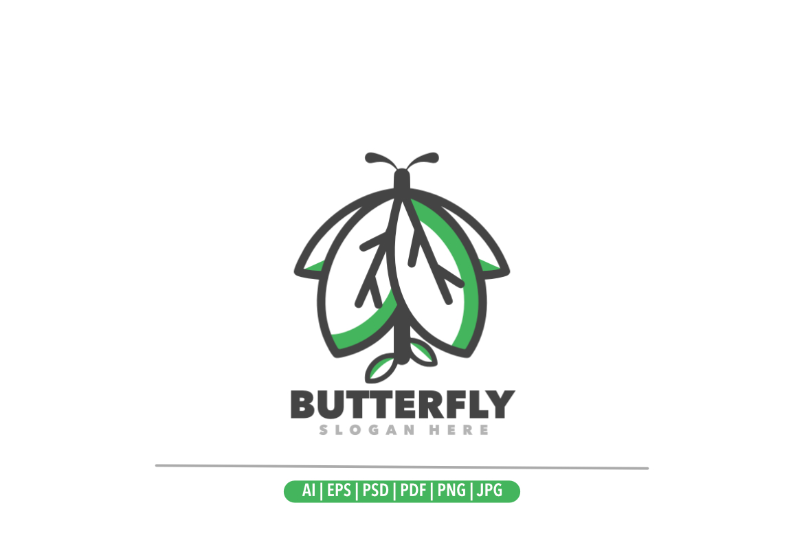 Butterfly leaf simple design template logo