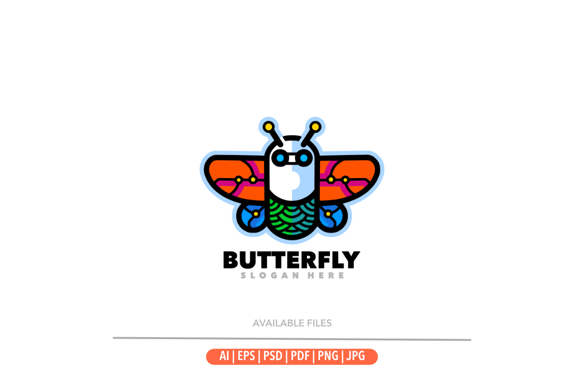 Butterfly robot logo template design