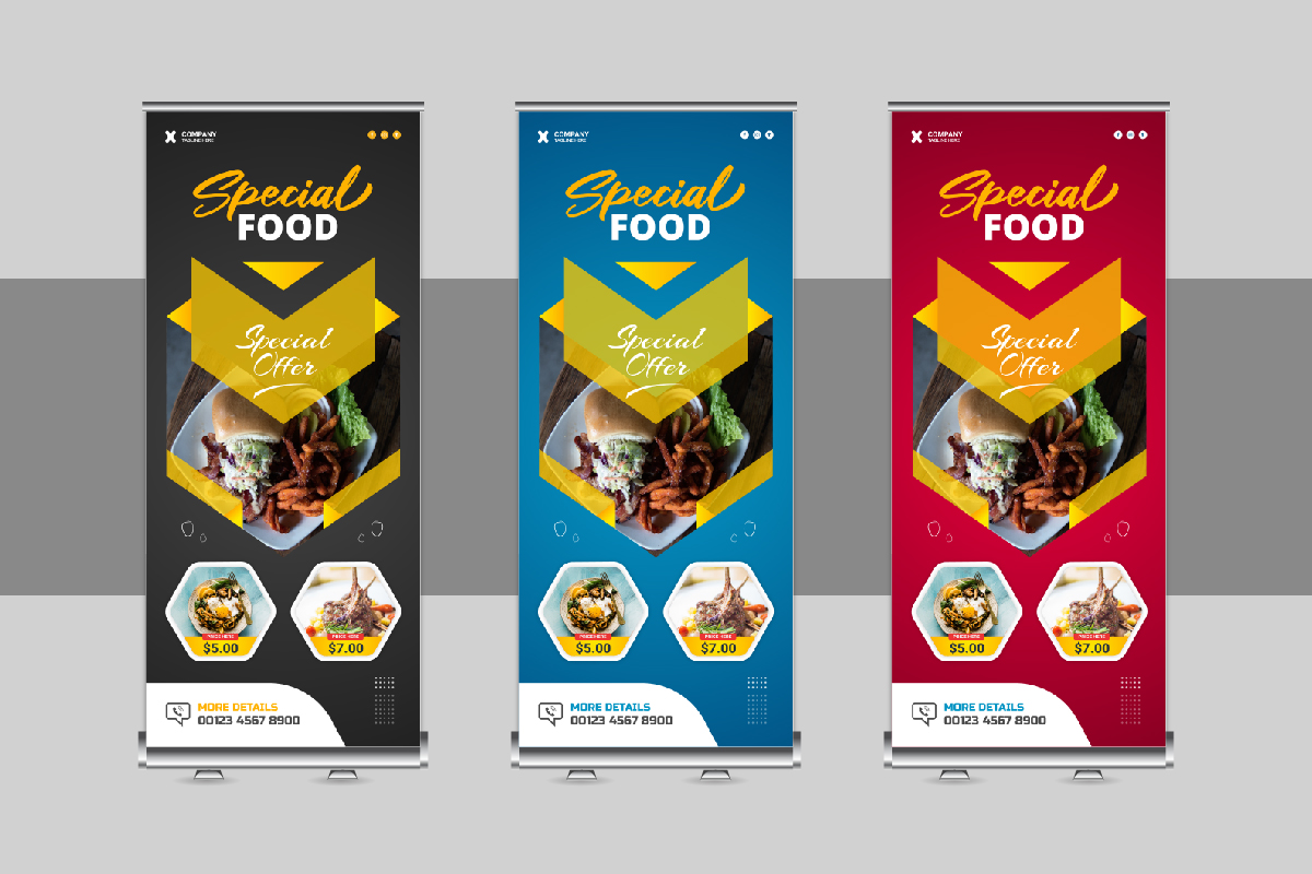 Food Roll Up Banner template layout