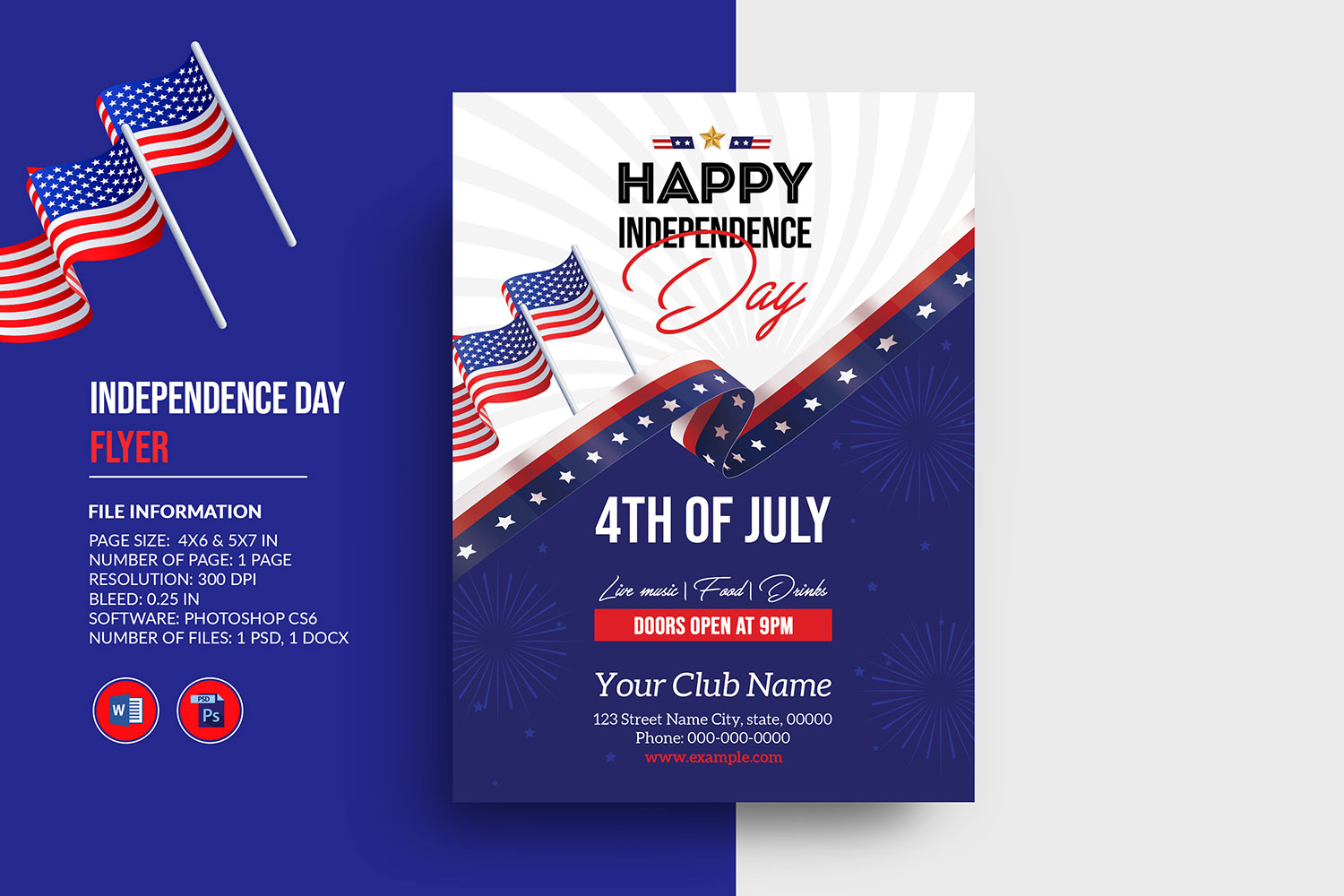 Us Independence Day / 4th July Party Flyer Template