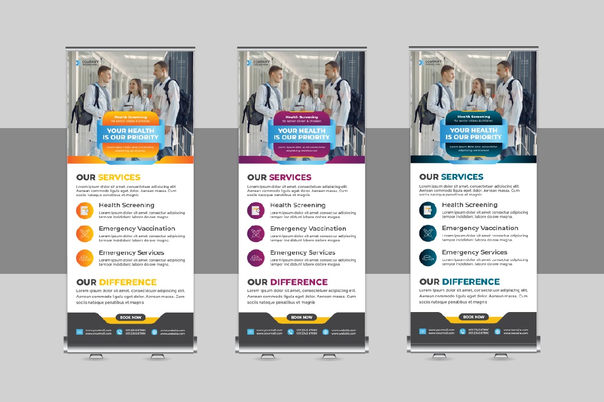 Medical rollup or health care roll up banner template design