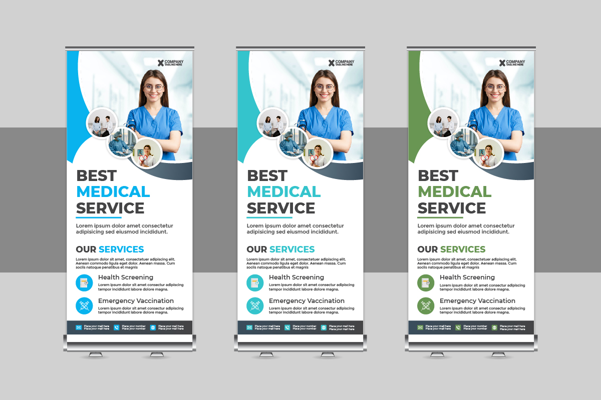Modern Medical rollup or health care roll up banner design template