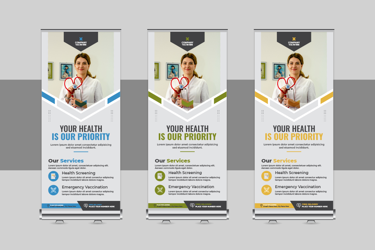 Creative Medical rollup or health care roll up banner design