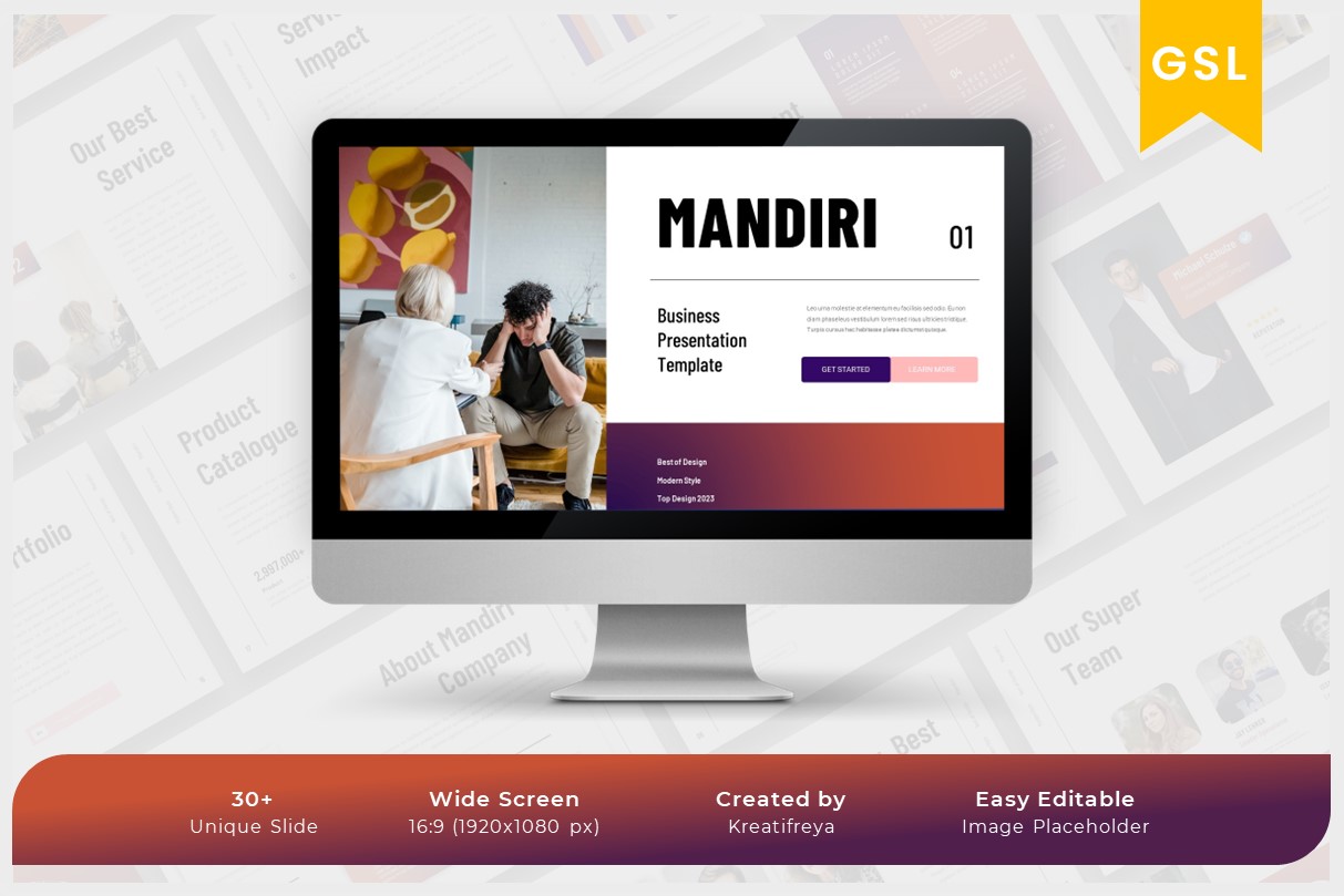 Mandiri - Navy Maroon Googleslide Business Template