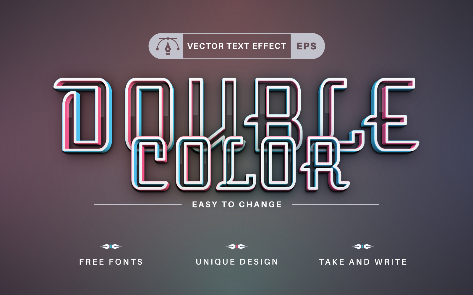 Double Color - Editable Text Effect, Font Style