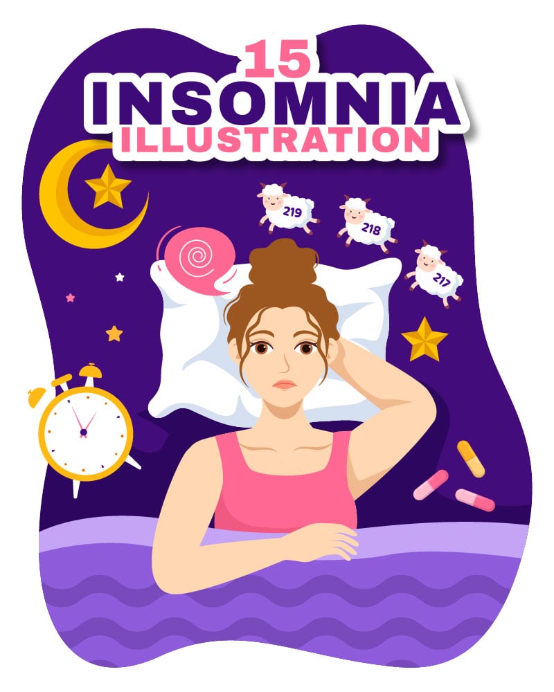 15 Insomnia Vector Illustration