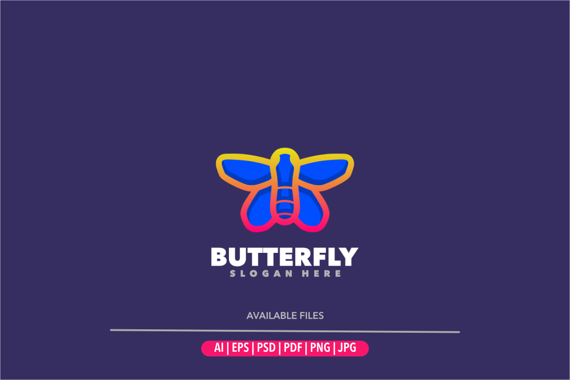 Butterfly gradient colorful logo design template