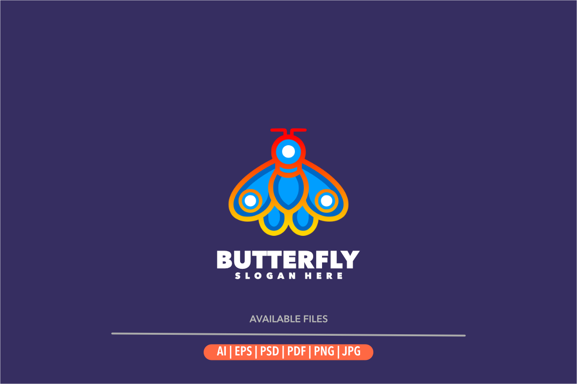 Butterfly gradient outline logo template