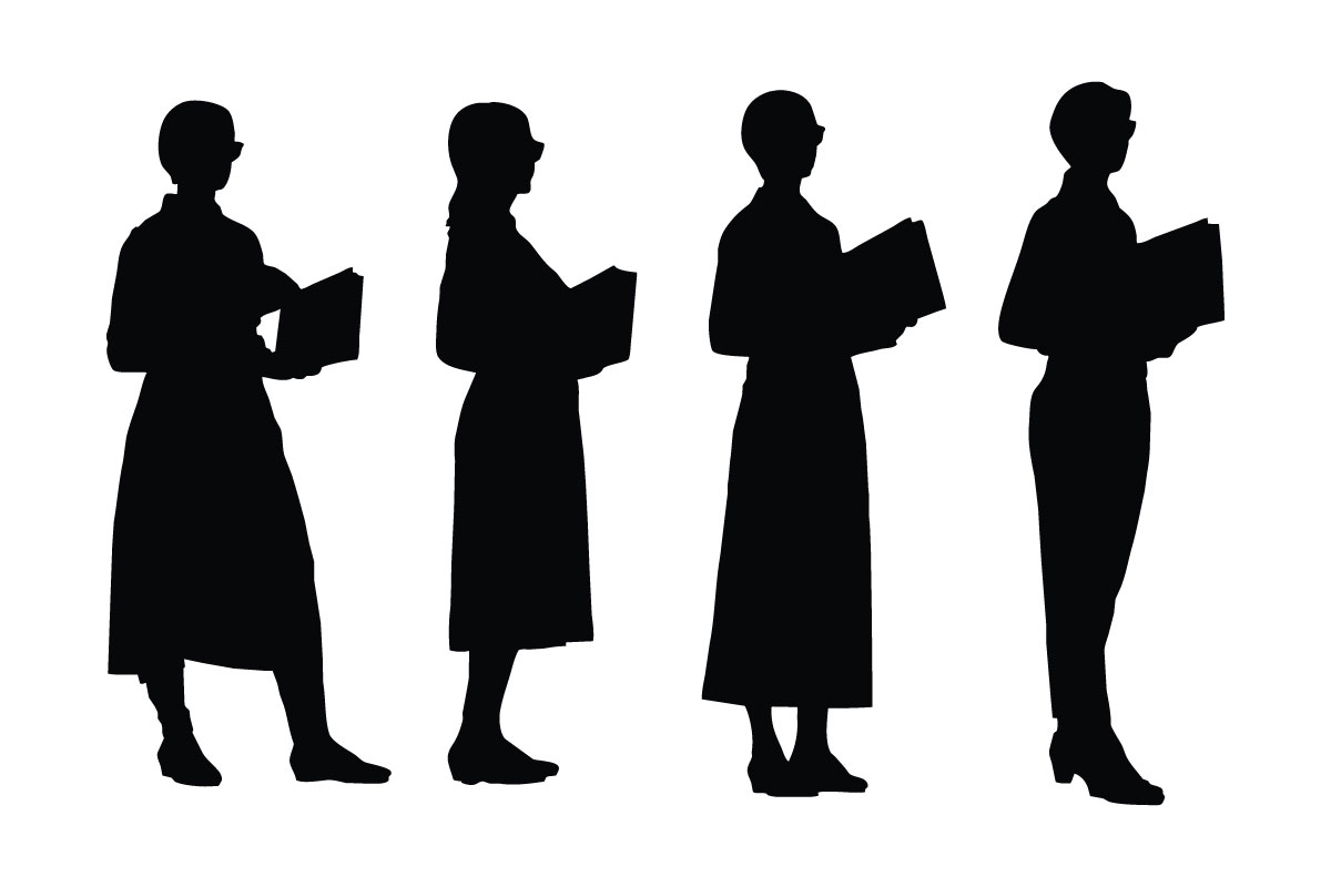 Educator and female teacher silhouette