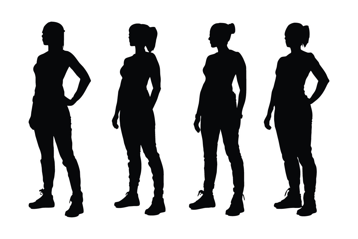 Girl bodybuilder standing silhouette