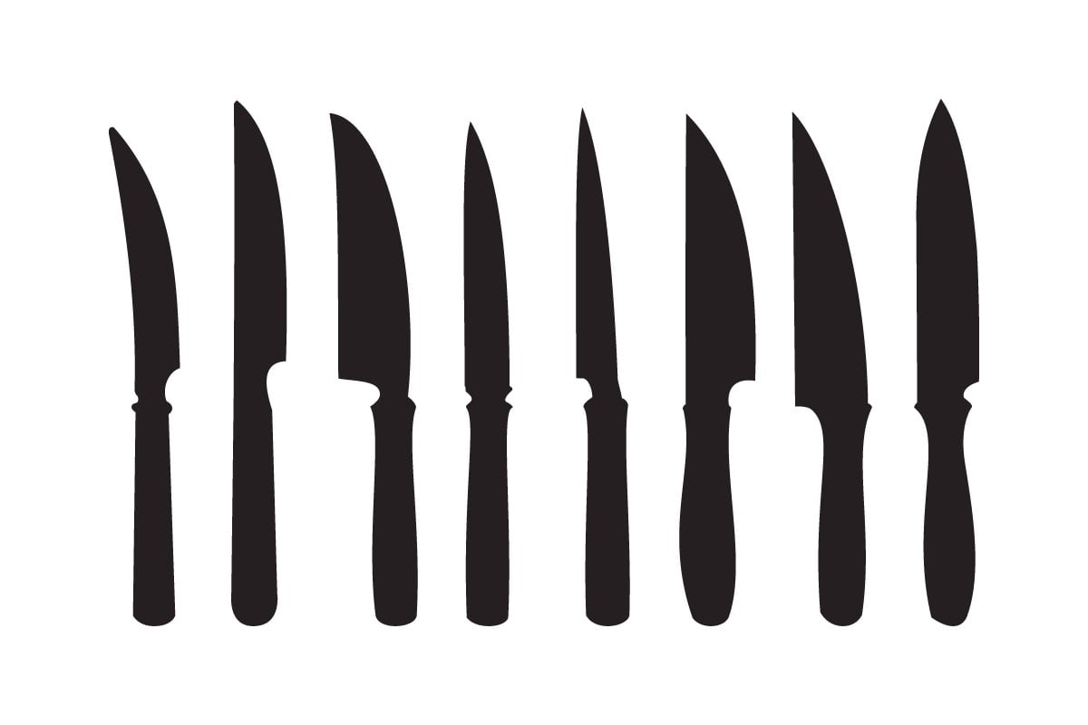 Sharp kitchen knives collection vector