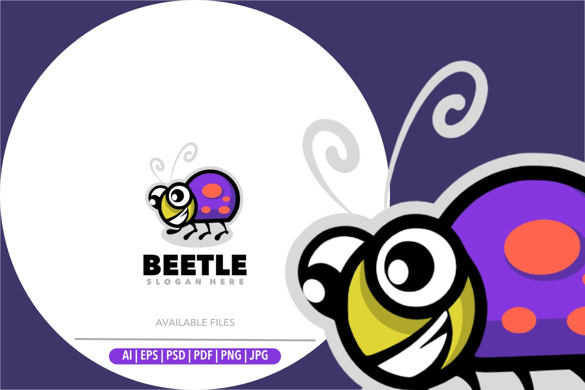 Cute beetle mascot logo template