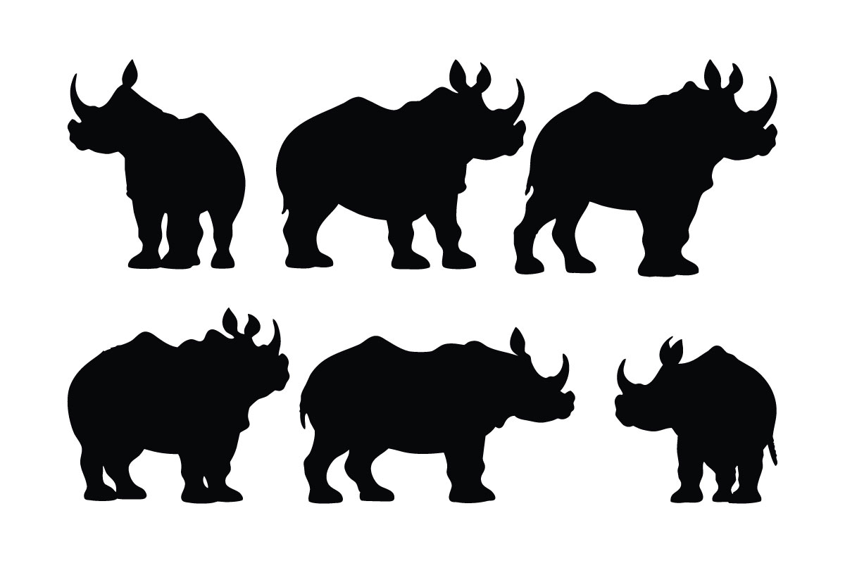 Wild rhino full body silhouette vector