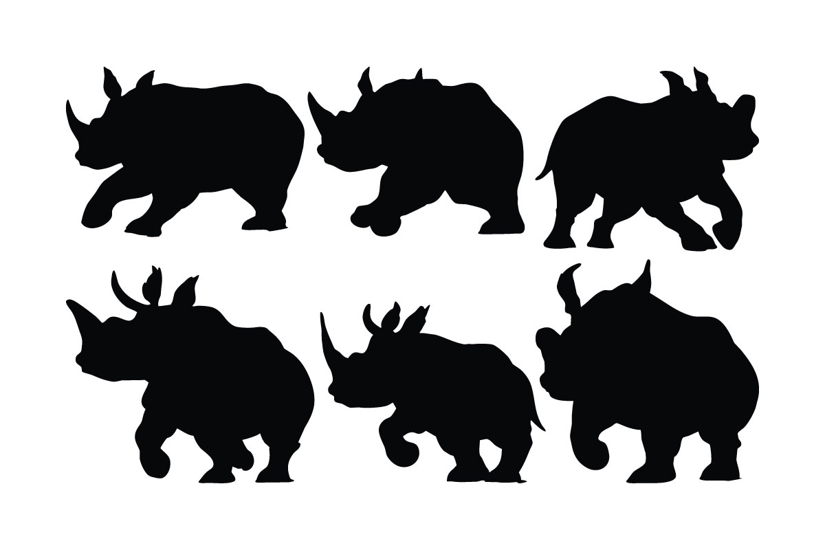 Peaceful rhino running silhouette vector
