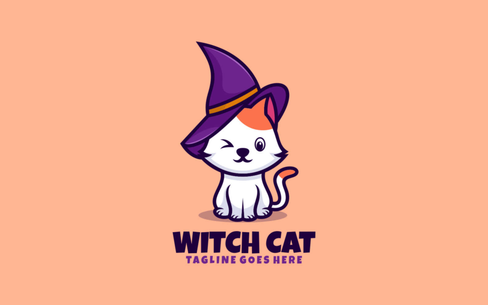 Witch Cat Mascot Cartoon Logo 1