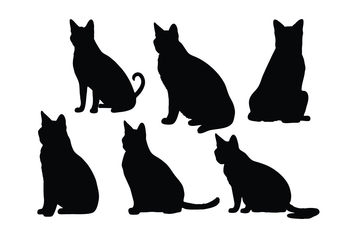 Siamese cat silhouette collection vector