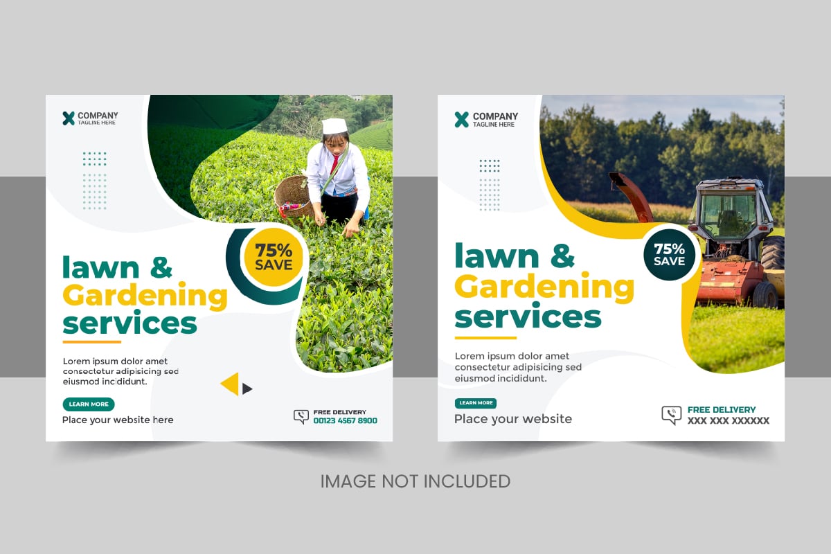 Modern organic agriculture farming services social media post or lawn care banner design Layout