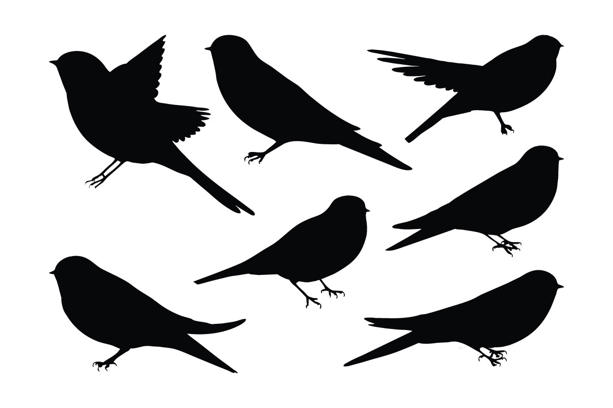 Cute swallows bird silhouette vector