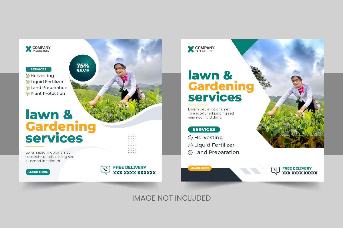 Modern agriculture farming services social media post or lawn care banner