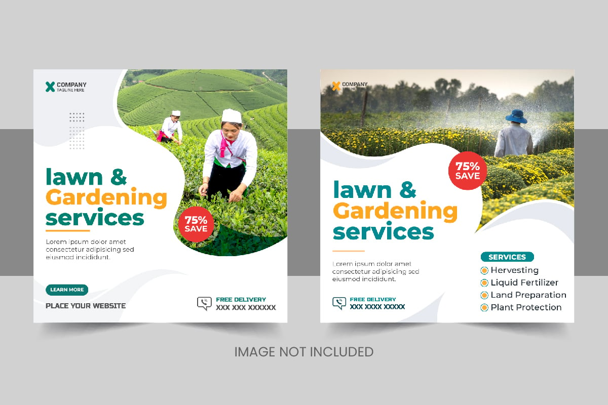 Modern agriculture farming services social media post or lawn care banner design