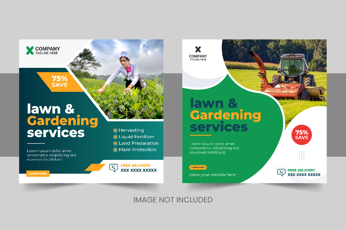 Modern agriculture farming services social media post or lawn care banner design template
