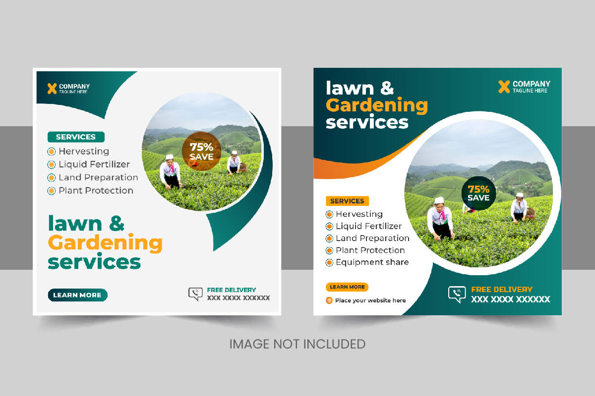 Modern agriculture farming services social media post or lawn care banner Layout