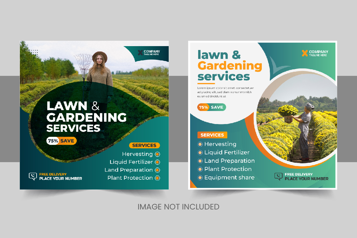 Modern agriculture farming services social media post or lawn care banner design Layout