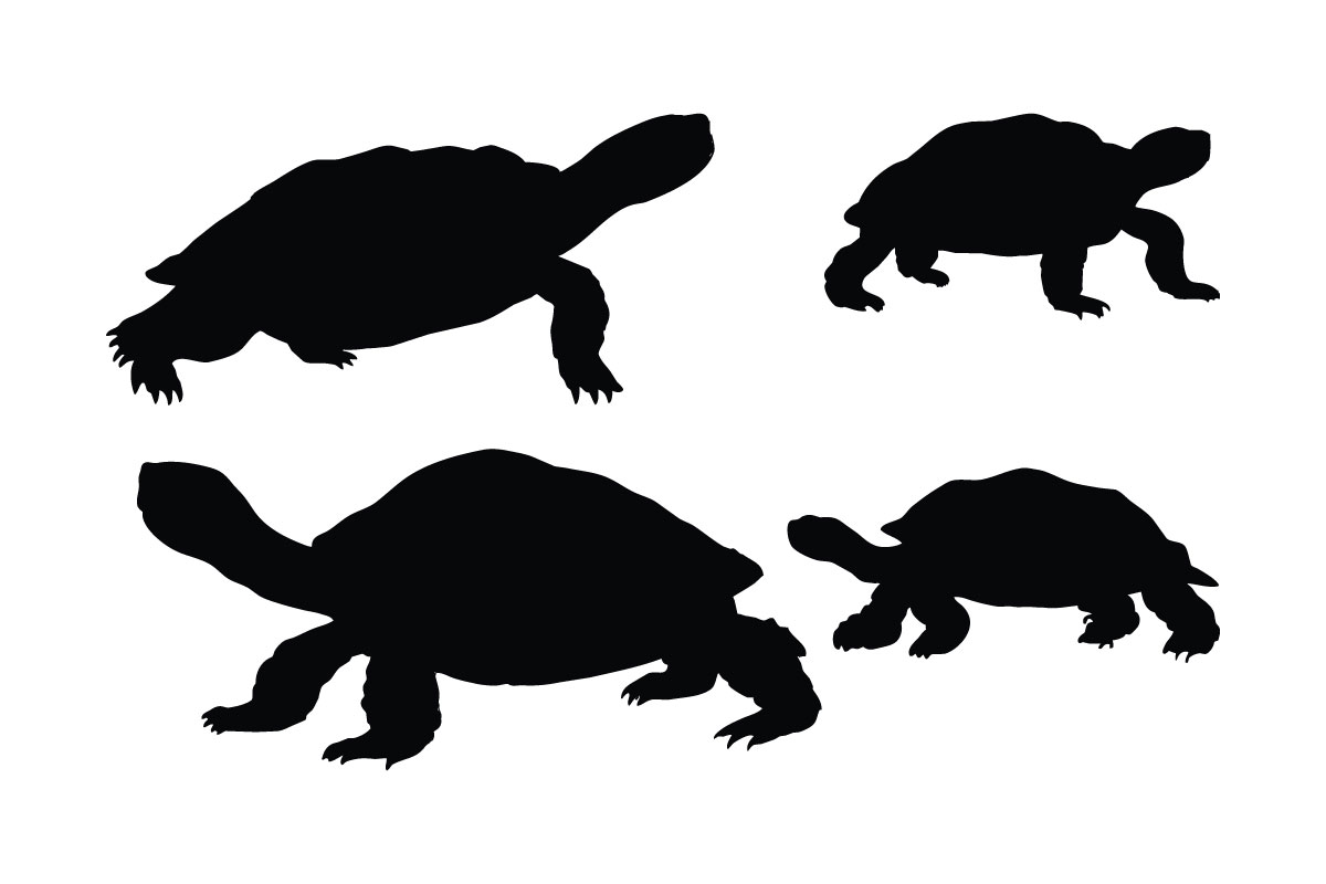 Turtle walking silhouette bundle design