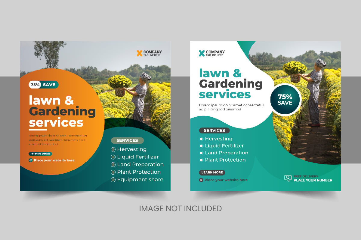 Modern agriculture farming services social media post or lawn care banner template design Layout