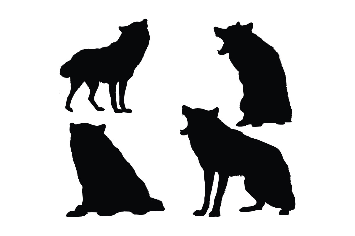 Dangerous wolves silhouette collection