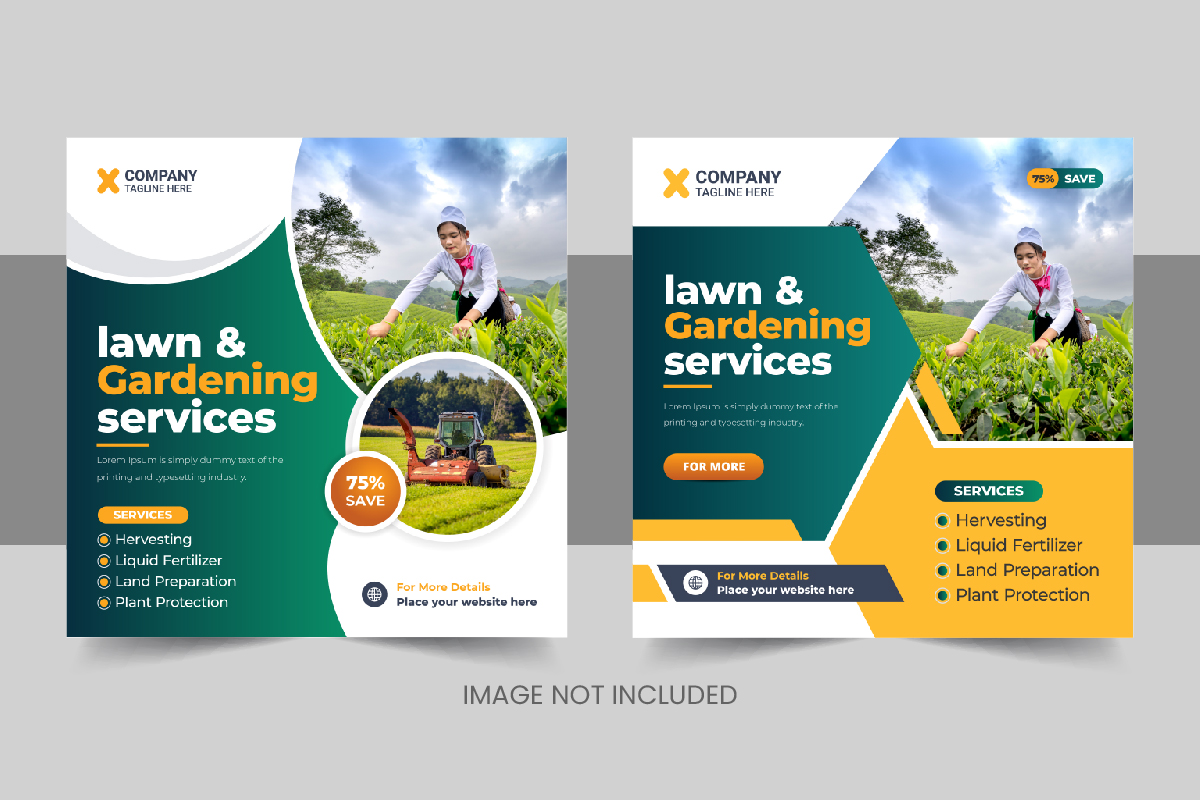 Creative organic agriculture farming services social media post or lawn care banner Layout