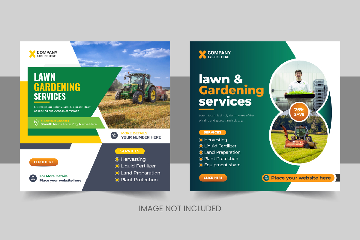 Creative organic agriculture farming services social media post or lawn care banner design Layout