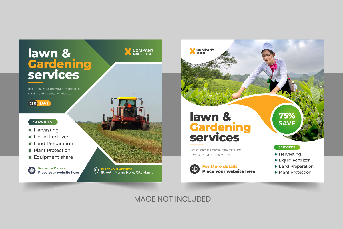 Agriculture farming services social media post or lawncare banner design template Layout