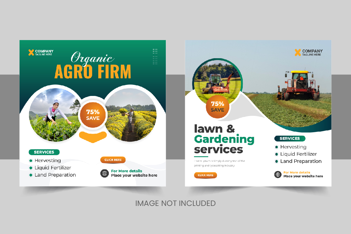 Creative agriculture farming services social media post or lawn care banner design