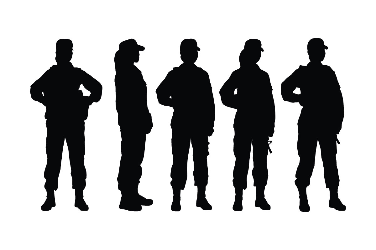 Female army and soldier silhouette