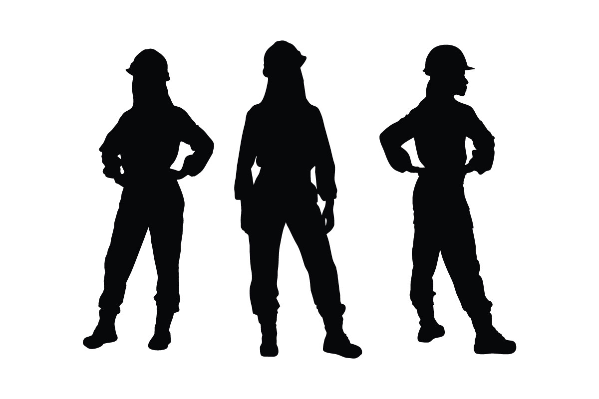 Girl mason and worker silhouette vector