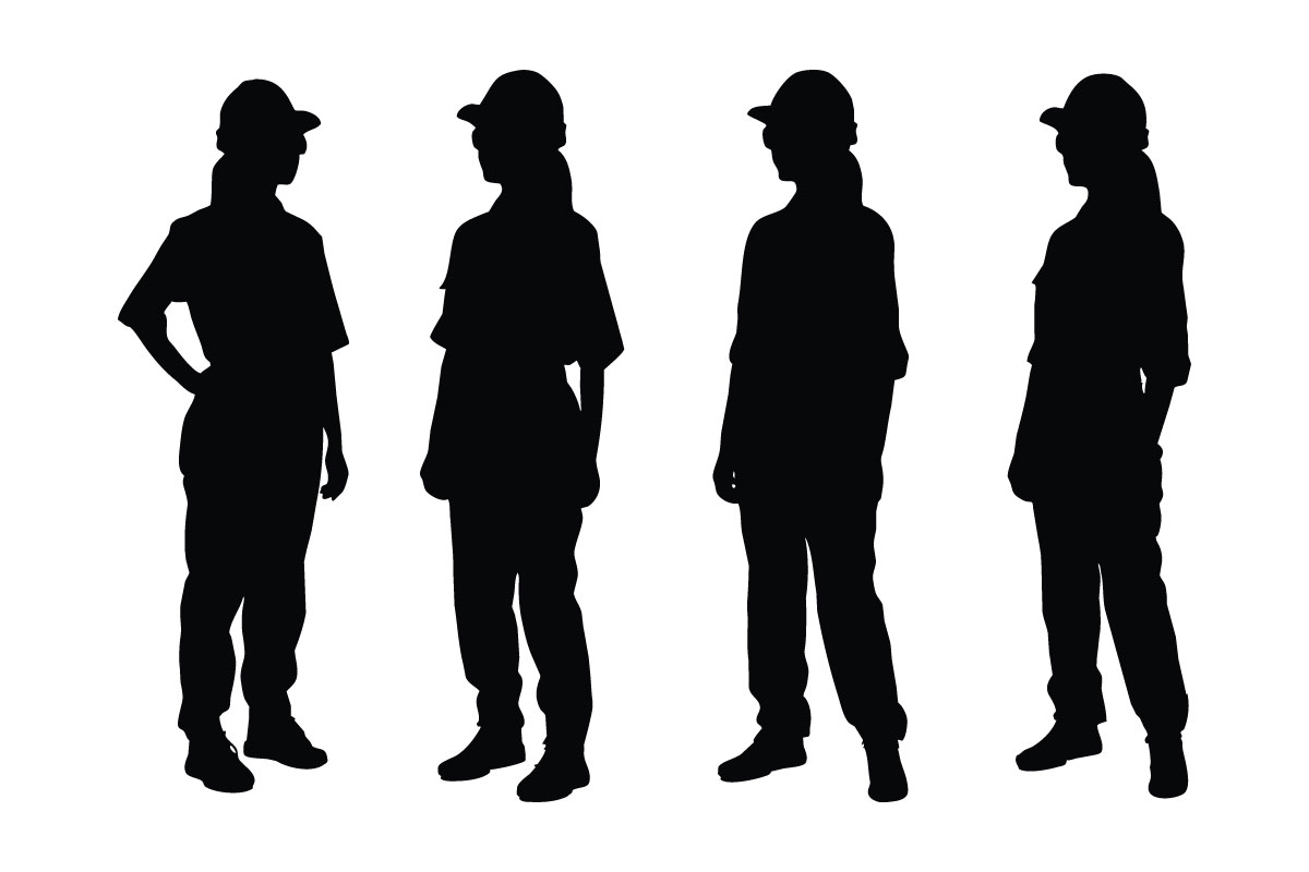 Engineer girl standing silhouette vector