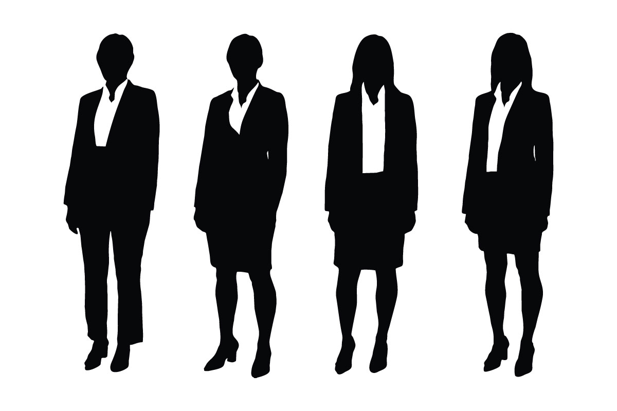 Girl lawyer and businessman silhouette