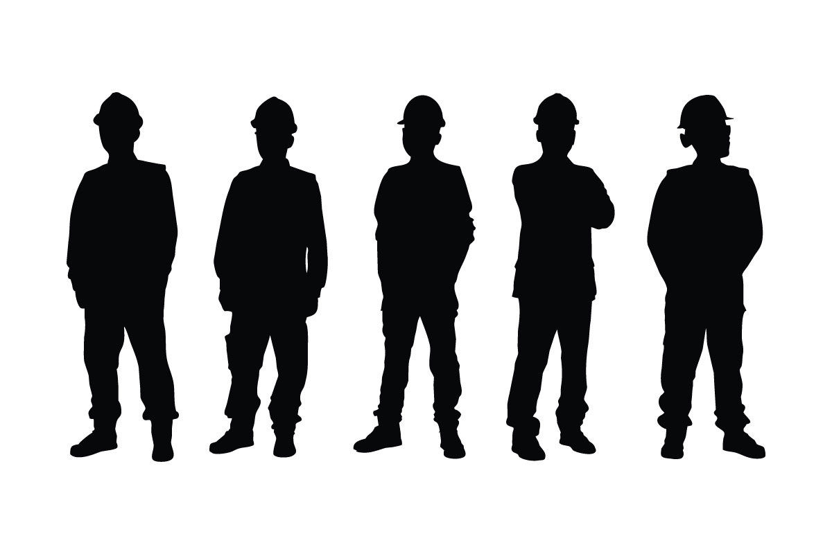 Male worker and architect silhouette set