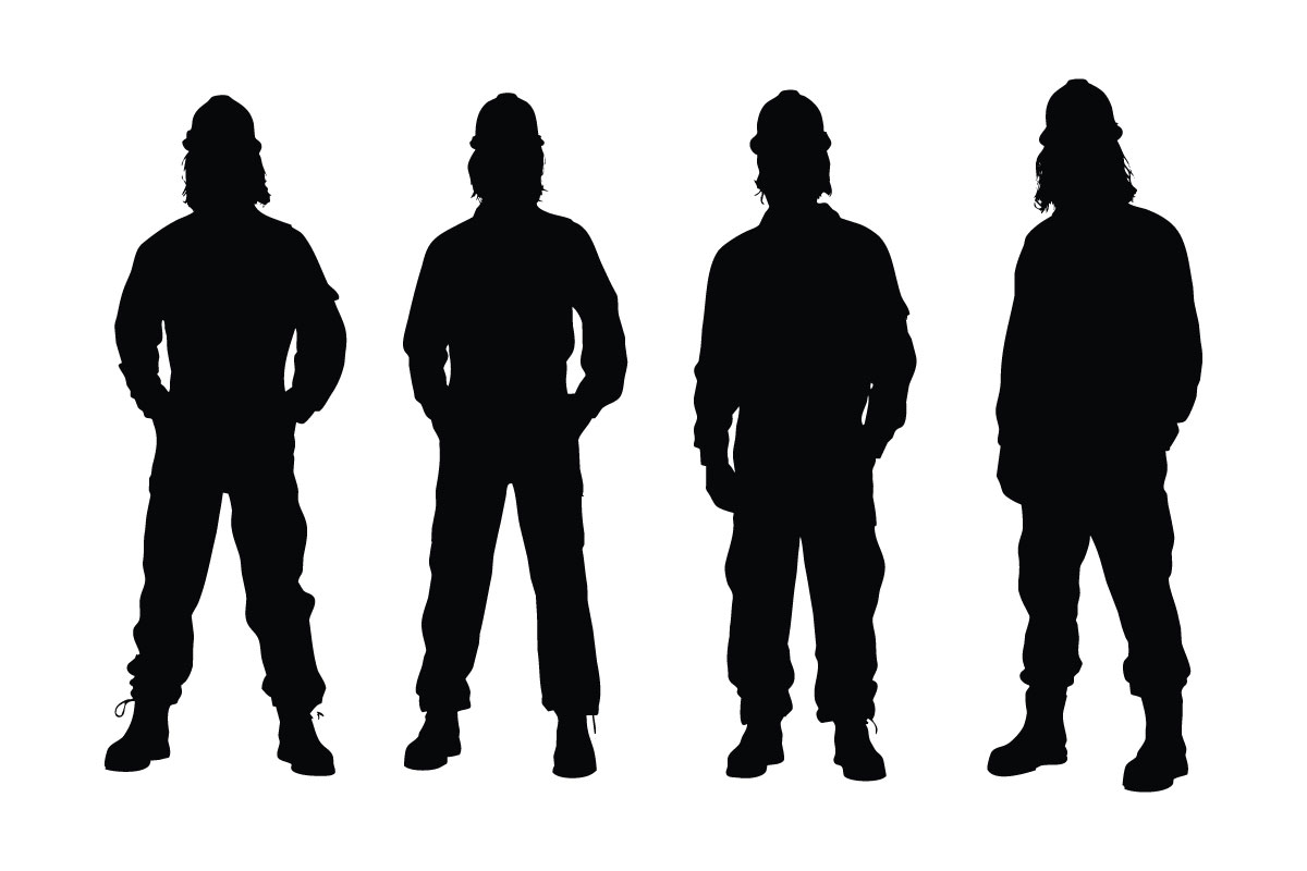 Male mason and worker silhouette vector