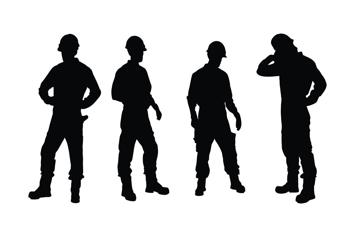Construction workers silhouette vector