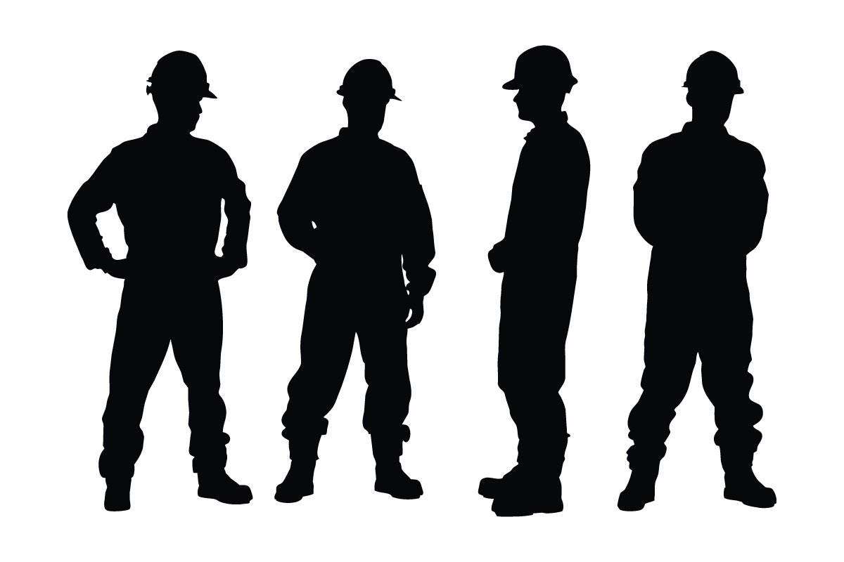 Bricklayer and mason silhouette set vector