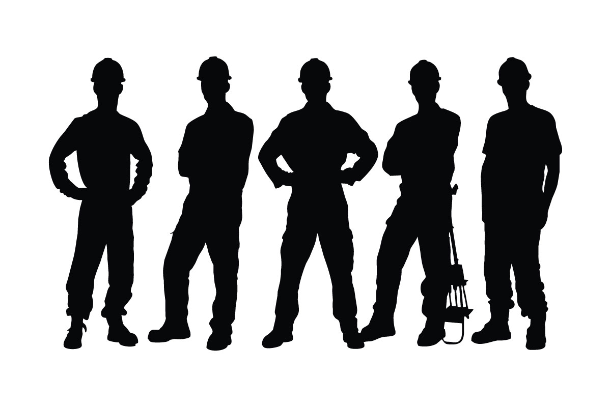 Male bricklayer and mason silhouette