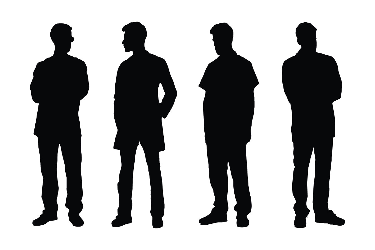 Male doctors standing silhouette vector